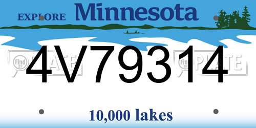 4V79314 Minnesota License Plate