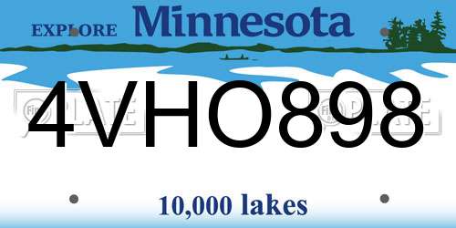 4VHO898 Minnesota License Plate