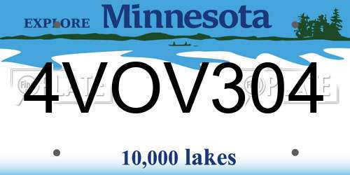 4VOV304 Minnesota License Plate