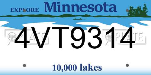 4VT9314 Minnesota License Plate