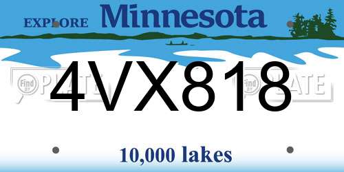 4VX818 Minnesota License Plate