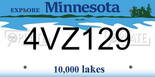 4VZ129 Minnesota License Plate