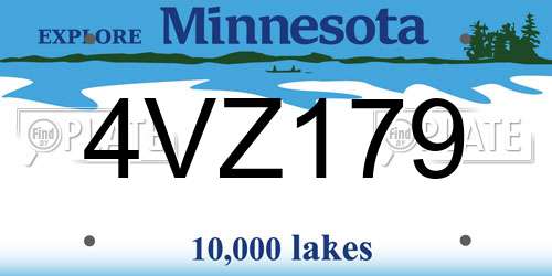 4VZ179 Minnesota License Plate