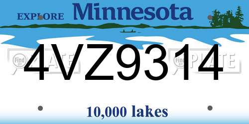 4VZ9314 Minnesota License Plate