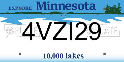 4VZI29 Minnesota License Plate
