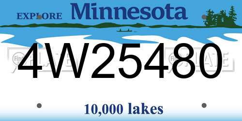 4W25480 Minnesota License Plate