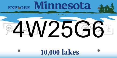 4W25G6 Minnesota License Plate