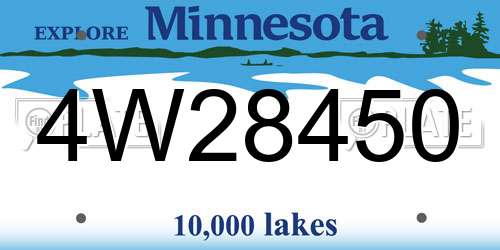 4W28450 Minnesota License Plate