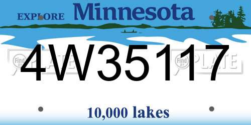 4W35117 Minnesota License Plate