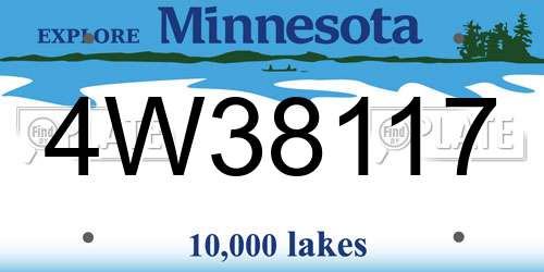 4W38117 Minnesota License Plate