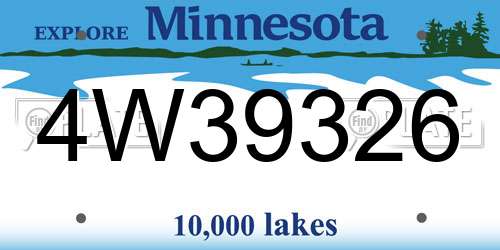 4W39326 Minnesota License Plate