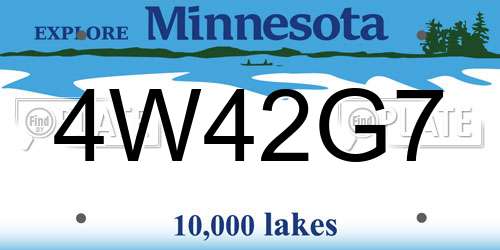 4W42G7 Minnesota License Plate