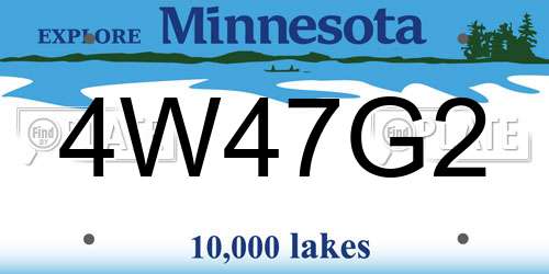 4W47G2 Minnesota License Plate