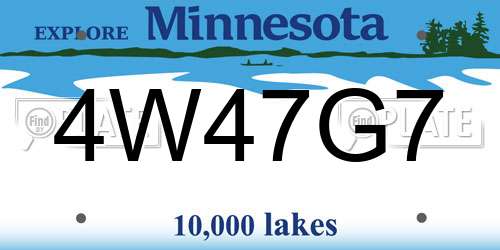 4W47G7 Minnesota License Plate