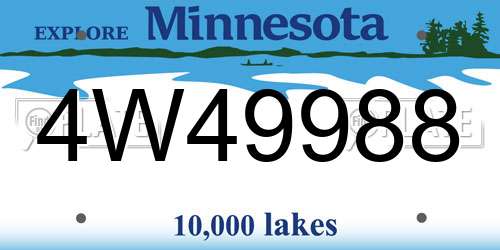 4W49988 Minnesota License Plate