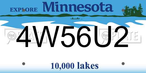 4W56U2 Minnesota License Plate