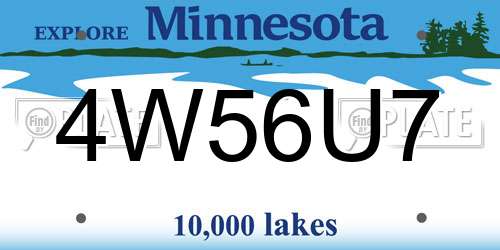 4W56U7 Minnesota License Plate
