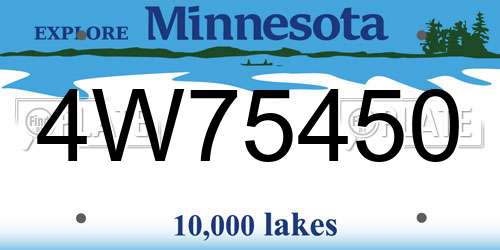 4W75450 Minnesota License Plate