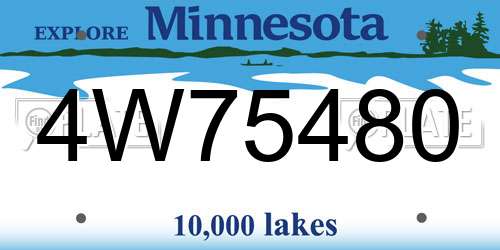 4W75480 Minnesota License Plate