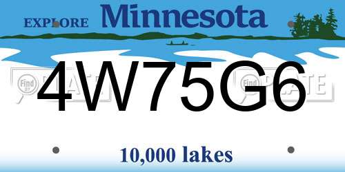 4W75G6 Minnesota License Plate