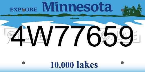 4W77659 Minnesota License Plate