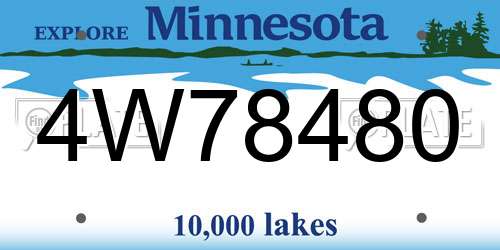 4W78480 Minnesota License Plate