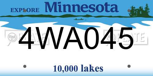 4WA045 Minnesota License Plate
