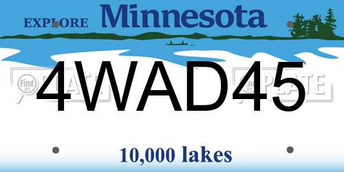 4WAD45 Minnesota License Plate
