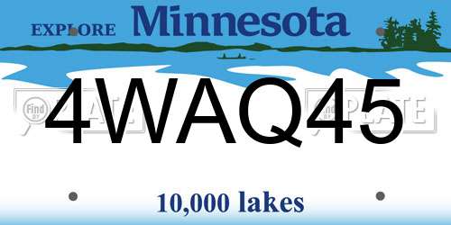 4WAQ45 Minnesota License Plate