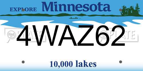 4WAZ62 Minnesota License Plate
