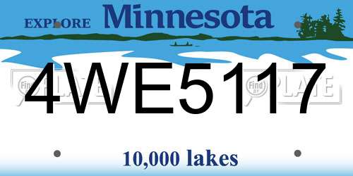 4WE5117 Minnesota License Plate