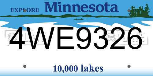 4WE9326 Minnesota License Plate