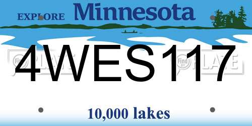 4WES117 Minnesota License Plate