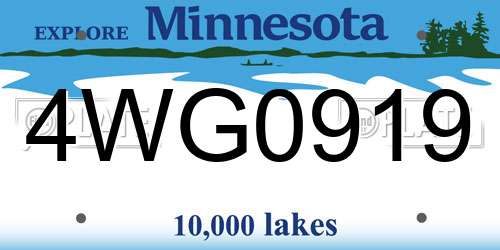 4WG0919 Minnesota License Plate