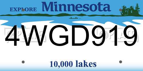 4WGD919 Minnesota License Plate
