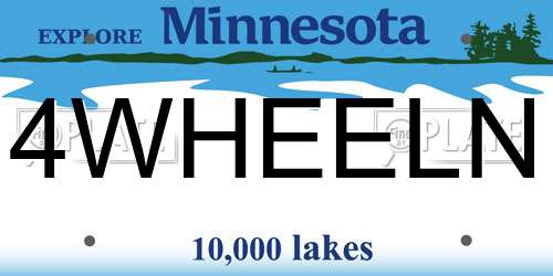 4WHEELN Minnesota License Plate