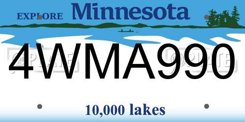 4WMA990 Minnesota License Plate