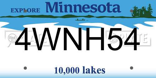 4WNH54 Minnesota License Plate