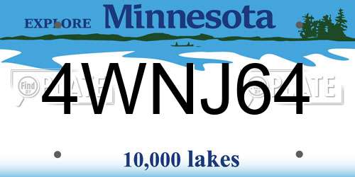 4WNJ64 Minnesota License Plate