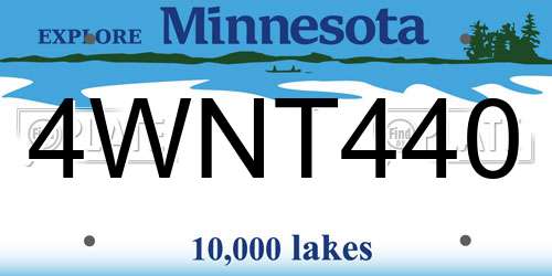 4WNT440 Minnesota License Plate