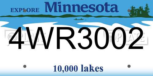 4WR3002 Minnesota License Plate
