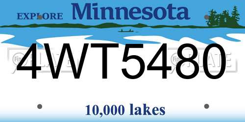 4WT5480 Minnesota License Plate