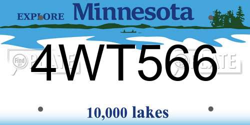 4WT566 Minnesota License Plate