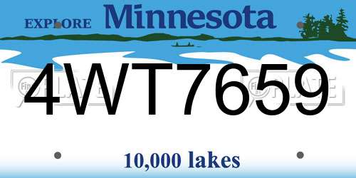 4WT7659 Minnesota License Plate