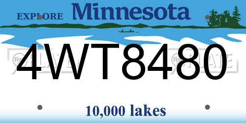 4WT8480 Minnesota License Plate