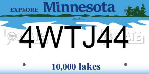 4WTJ44 Minnesota License Plate