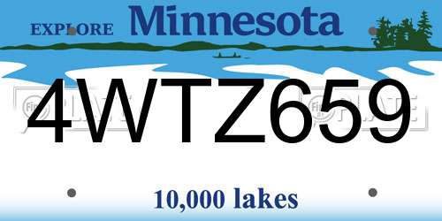 4WTZ659 Minnesota License Plate