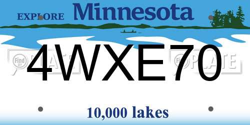 4WXE70 Minnesota License Plate
