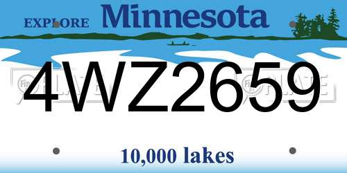 4WZ2659 Minnesota License Plate