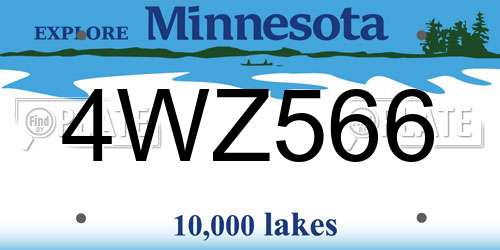 4WZ566 Minnesota License Plate